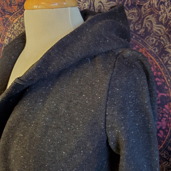 LOFT Petites Black White Speckles Open Front Hoodie Sweatshirt Womens Size Small - Picture 8 of 14